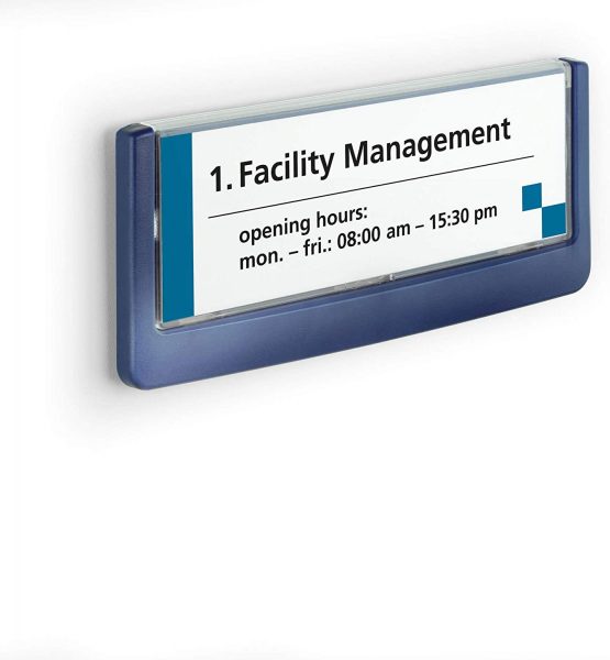 Durable Click Information Sign 149 x 52.5 mm Dark Blue | Door and Wall Sign | Includes Fittings | Ideal for Offices, Hotels, Public Buildings, etc. - Image 2