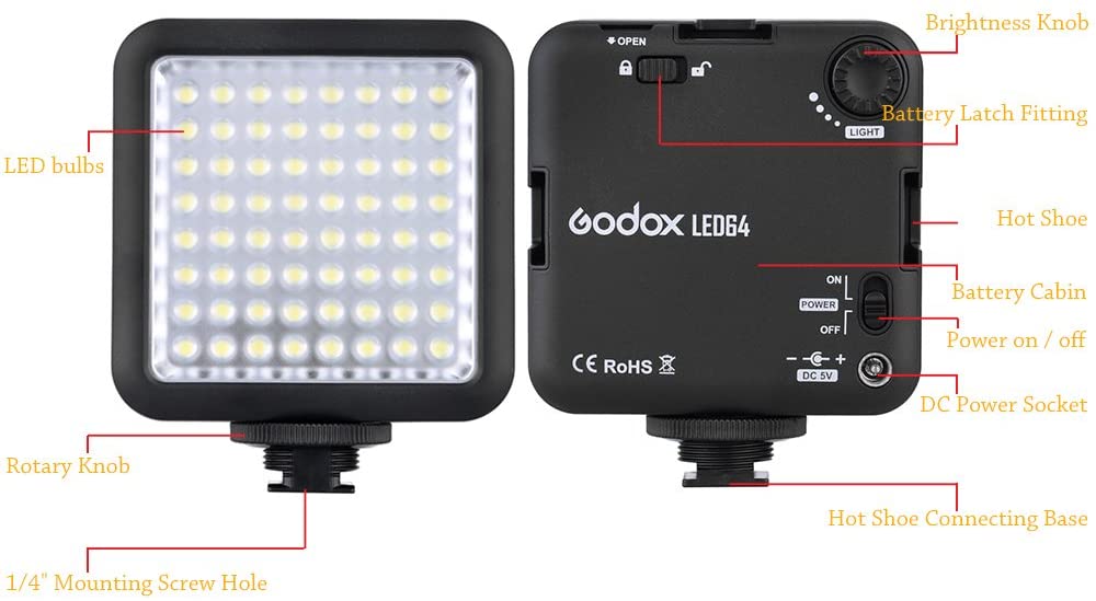 Godox LED64 Video Light 64 LED Lights for DSLR Camera Camcorder mini DVR as Fill Light for Wedding News Interview Macrophotography - Image 4