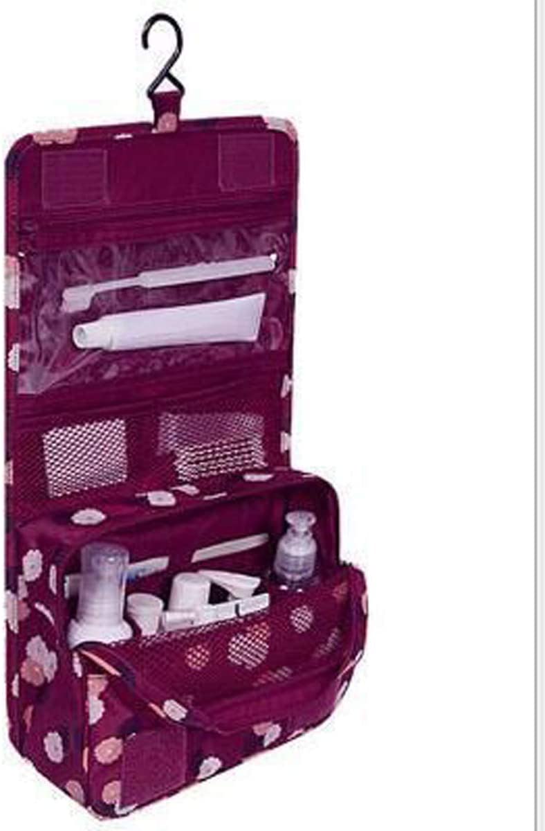 BryTravel Travel Toiletry Bags, Hanging Makeup Bags Portable, Red Wine Flower, ordinaire, Handbag Organizer - Image 3