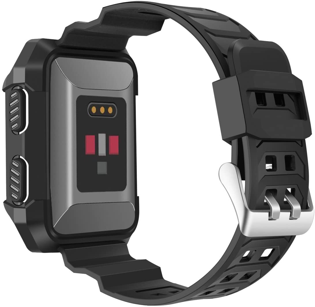 iitee Replacement for Fitbit Ionic Straps Breathable Shockproof TPU Protective Frame Case with Strap Band for Fitbit Ionic Smart Fitness Watch Accessory (Black) - Image 4