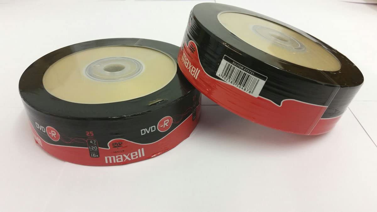 Maxell 275731.40.TE DVD-R 4.7 GB 16X 120 Min Recordable Video Disc- (25 Disk Pack - Shrink Wrapped), black