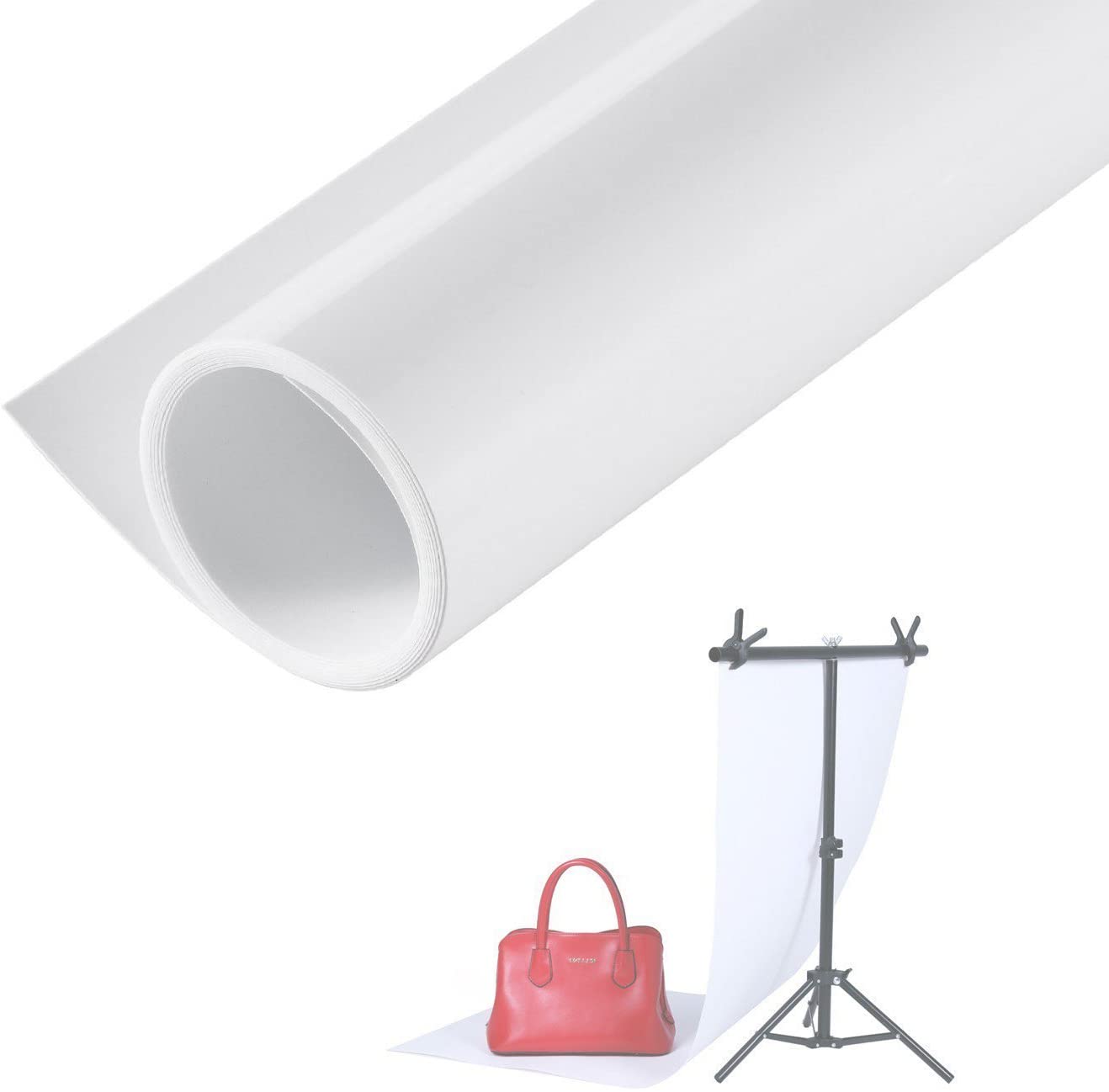 Selens White Photography Backdrop PVC Background Vinyl 60x130cm / 24x51inch Photo Studio Portable Waterproof Matte & Glossy for Food Product Props Flat Lay Cosmetics Jewelry Shooting Video