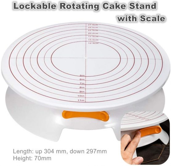 KeepingcooX Cake Decorating Supplies - Rotating Turntable Stand with Scale, Professional Cupcake Decorating Kit, Piping Bags and Tips Set, Cake Scrapers, Pastry Tool, Baking Supplies, 20 PCS - Image 2
