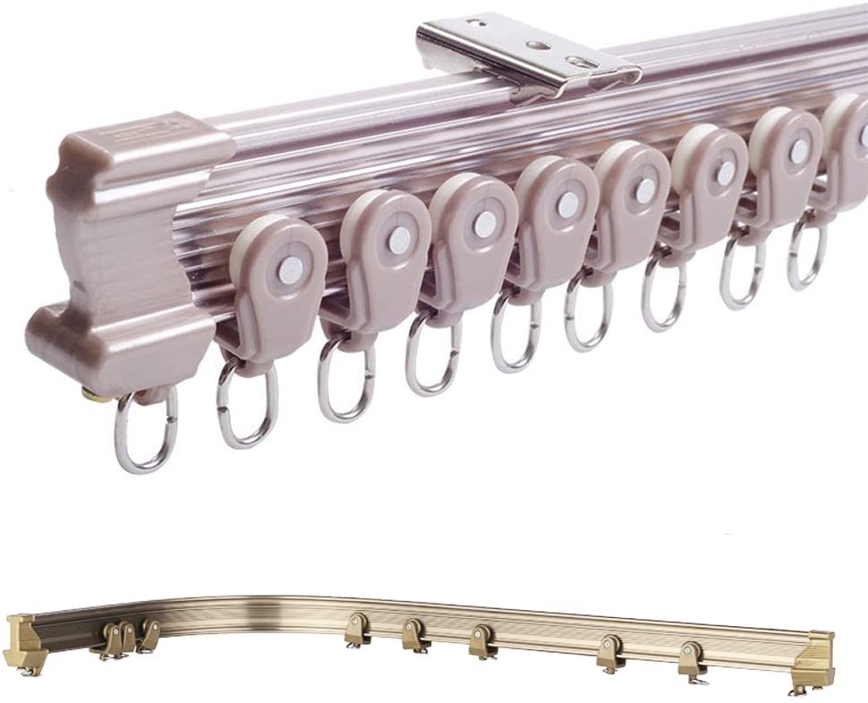 Brown Aluminum Metal Alloy Pole Bendable Flexible Window Curtain Track (100cm Ceiling Mount)
