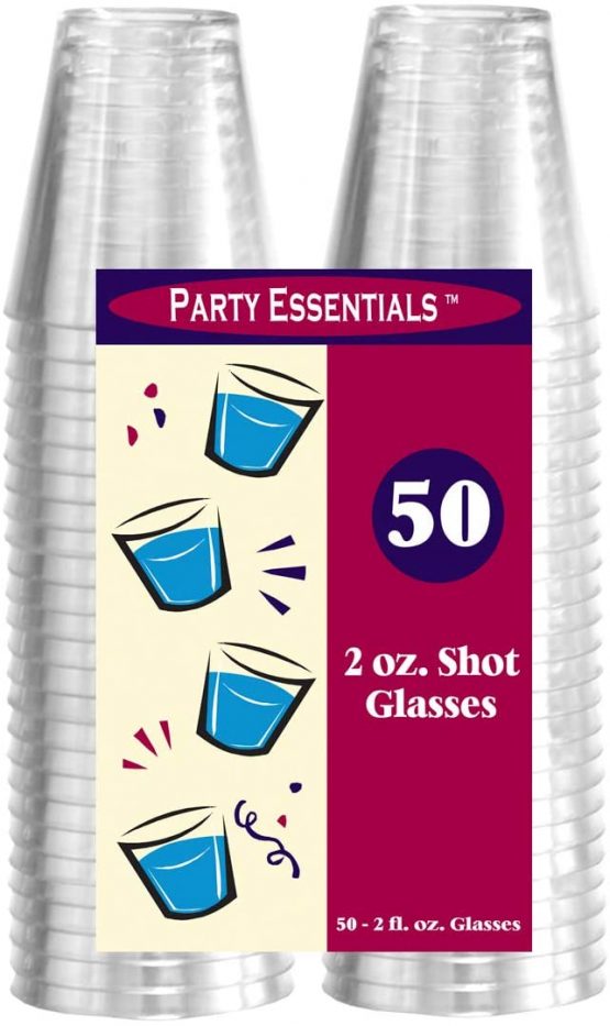 Party Essentials N25021 50 Count 2 oz Shot Glasses, Plastic, Clear - Image 3