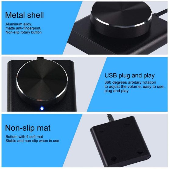 USB Volume Control Knob, COOIDEA Volume Controller, Multimedia Controll Knob with one Key Mute/Pause Function for PC, Support Windows/Mac/IOS/Android/Linux (Black) - Image 3