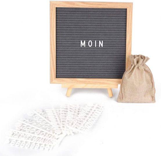 Ewtshop Lettering Board, Wood and Felt, with 170 White Letters and Numbers, Retro Design