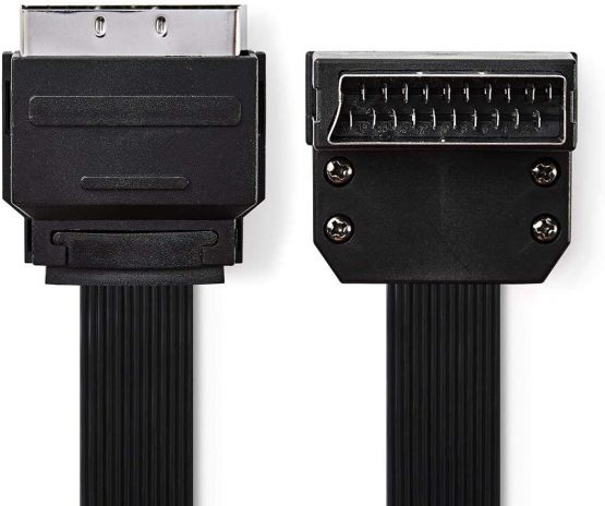 Nedis SCART Flat Cable, SCART Male - SCART Male, Black, 2.0 m