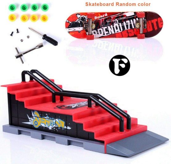 Sipobuy DIY Assembly Mini Finger Skateboard Deck Truck Skate Park Board With Ramp Accessories Sets (Scene F)