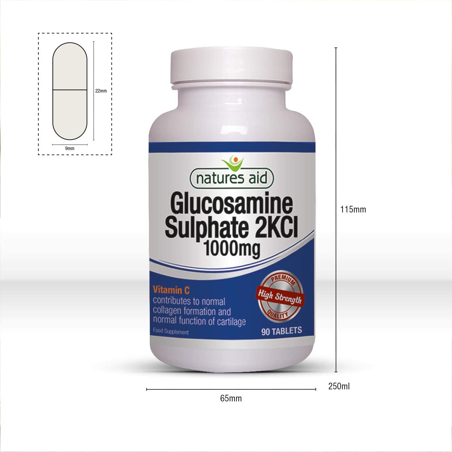 Natures Aid Glucosamine Sulphate 2KCl 1000mg, High Strength Joint Support with Vitamin C Supplement, Helps Mobility - Image 3