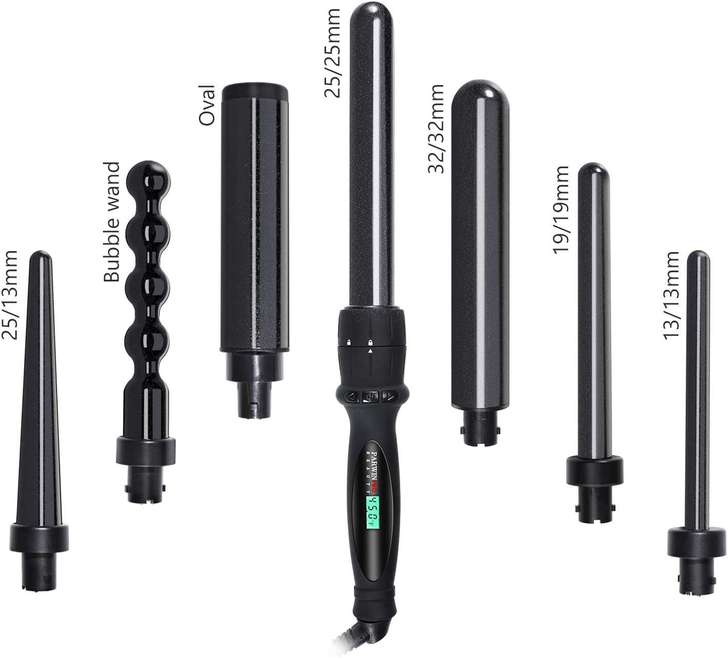 PARWIN Curling Iron 1 Inch Ceramic Curling Wand with Manual Rotating