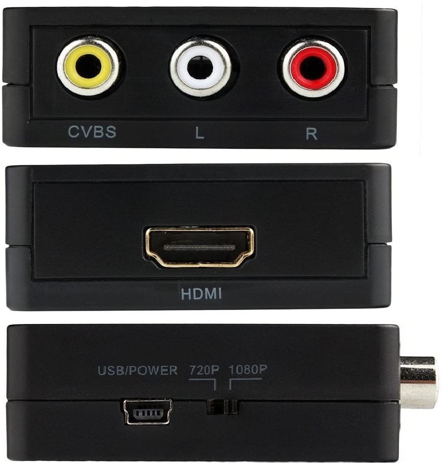 Musou® [3 RCA CVBS AV Composite to HDMI Converter] Full HD 720P
