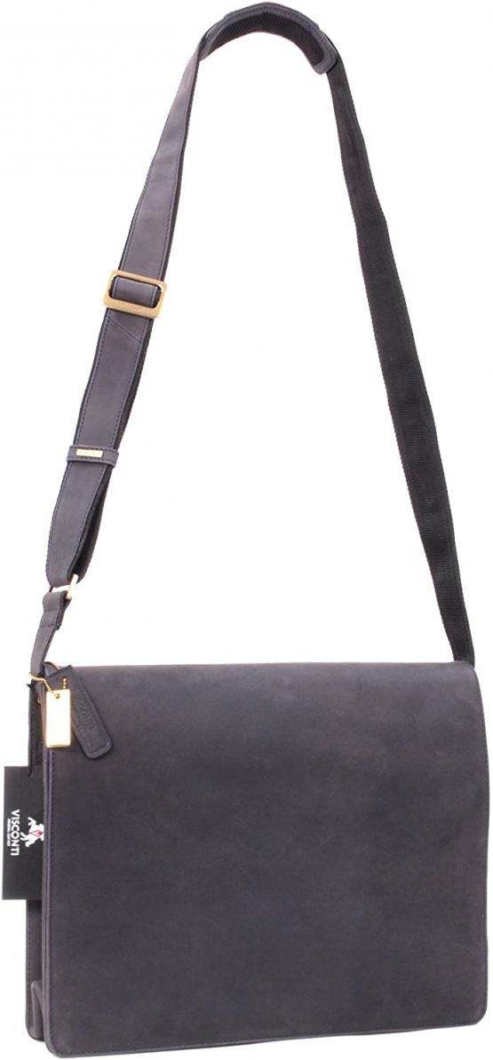 VISCONTI - Laptop Messenger Shoulder Bag - 13 to 14 Inch Laptop Bag - Hunter Leather - Office Work Organiser Bag - Multiple Pockets - 18548 - HARVARD - Oil Blue - Image 3