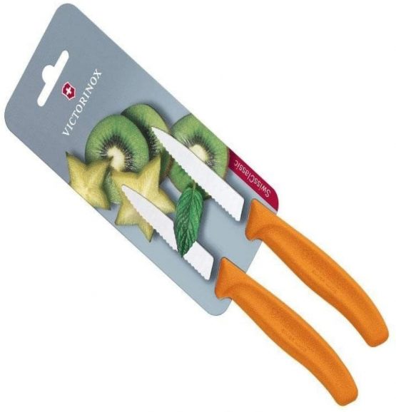 Victorinox 8 cm Pointed Tip/ Serrated Edge Blister Packed Paring Knife, Pack of 2, Orange - Image 3