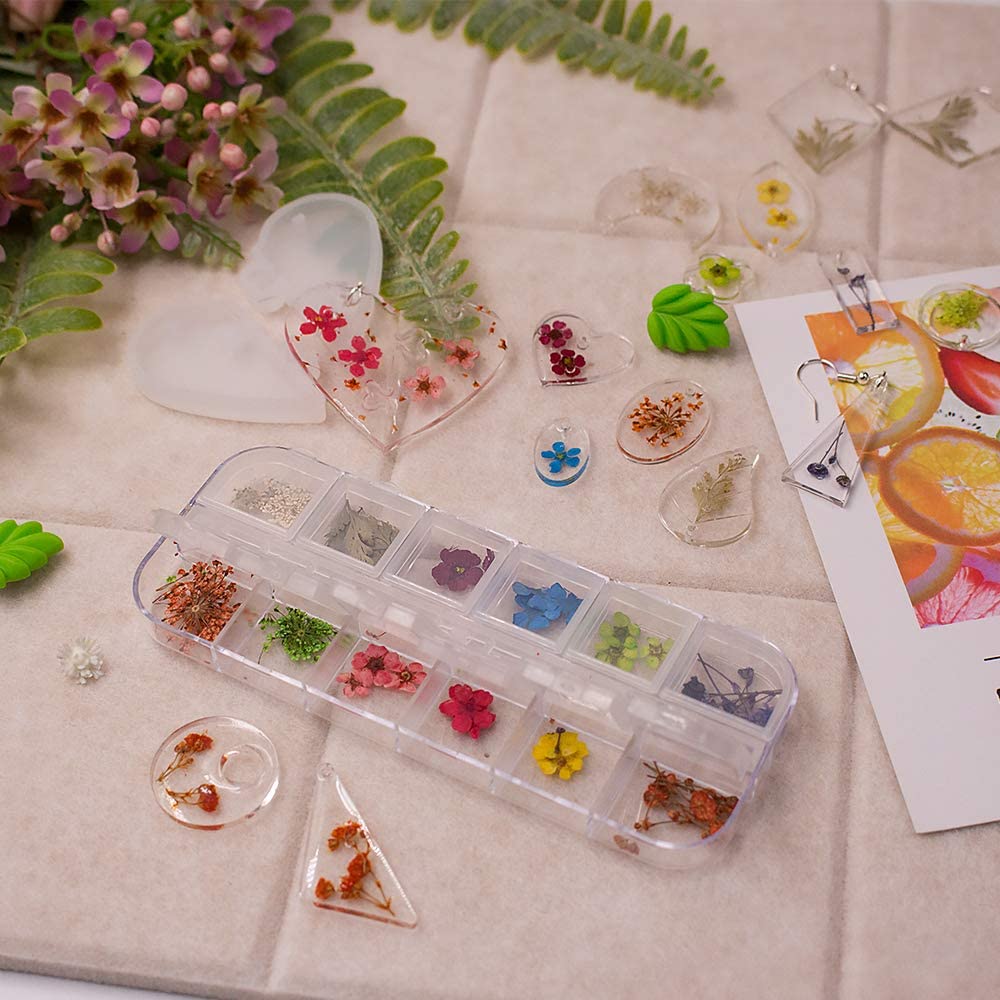 SNAIL GARDEN 252 Pcs Jewelry Moulds with Silicone Resin Pendant with Dried Flower Leaf,Epoxy Resin Mould with Necklace Chain - Image 3