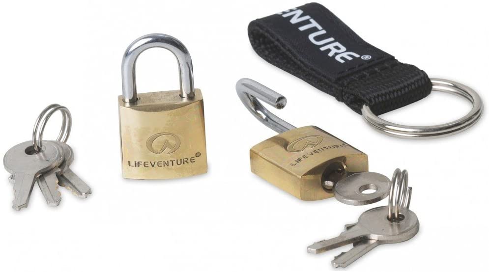 Lifeventure Pack of 2 Mini Brass Padlocks Indoor Locks for Luggage Locker Backpack Tool Box - Keyed Alike with 3 Spare Keys