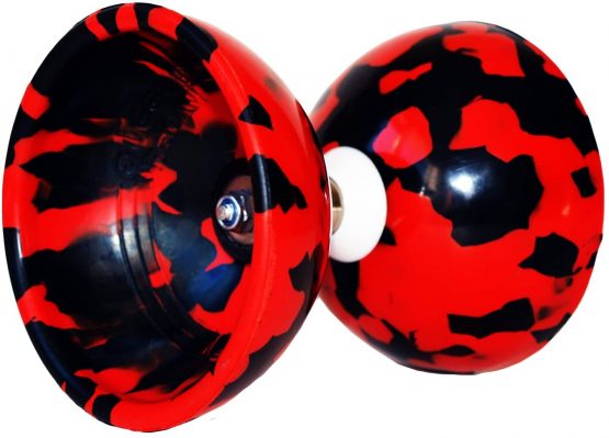 Juggle Dream JESTER Ball Bearing Pro Diabolo Set + Matching Metal Ali Diabolo Handsticks, Diablo String + Diabolos Travel Bag. (Black/Red Diabolo + Blue Handsticks) - Image 3