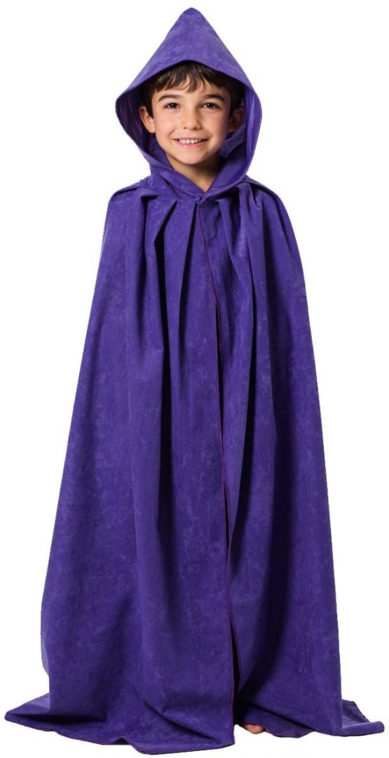 Charlie Crow Purple Cloak or cape with hood for Kids 7-9 years