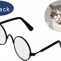 YAODHAOD Pet Dog Cat Sunglasses, Classic Retro Round Metal Prince Princess Sunglasses Puppy Katie Photo Props Toys（2 Pack (8cm, Transparent)