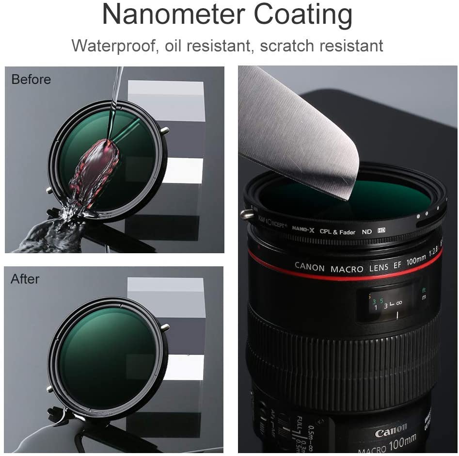 K&F Concept 82mm Variable ND Filter+CPL 2 in 1 Function Graduated Fader Neutral Density Filter MRC 18-Layer ND2-ND32 - Image 3
