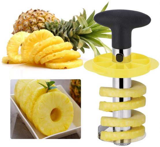 Pineapple Peeler and Corer Slicer Cutter, Stainless Steel 3-in-1 Pineapple Tools, One Detachable Wedge and 8 Fruit Forks as Bonus by OITUGG (Black) - Image 2