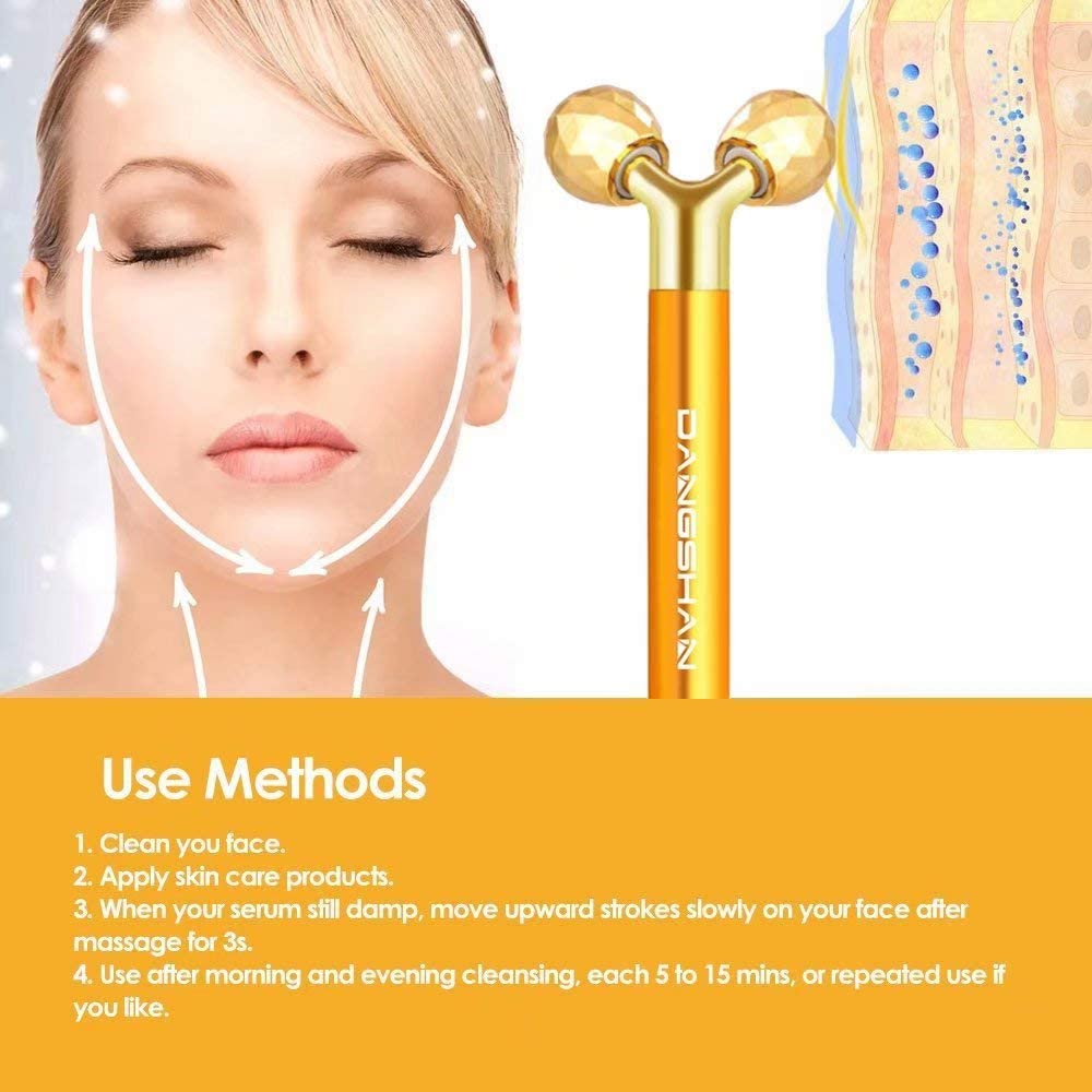 2-in-1 Electric Face Massager Beauty Bar 24k Golden Facial Massager - Image 4
