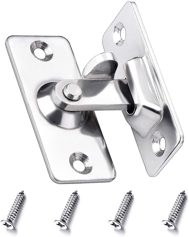 BuxiuGK 90 Degree Right Angle Buckle Hook Lock Bolt Stainless Steel Small Hasp Latch Locks Bolt Household Accessories - Silver