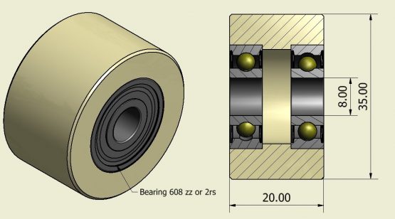 Pack of 4 x 35 mm Diameter Machined Nylon Rollers Various Widths Made in the EU (20 mm Wide) - Image 3