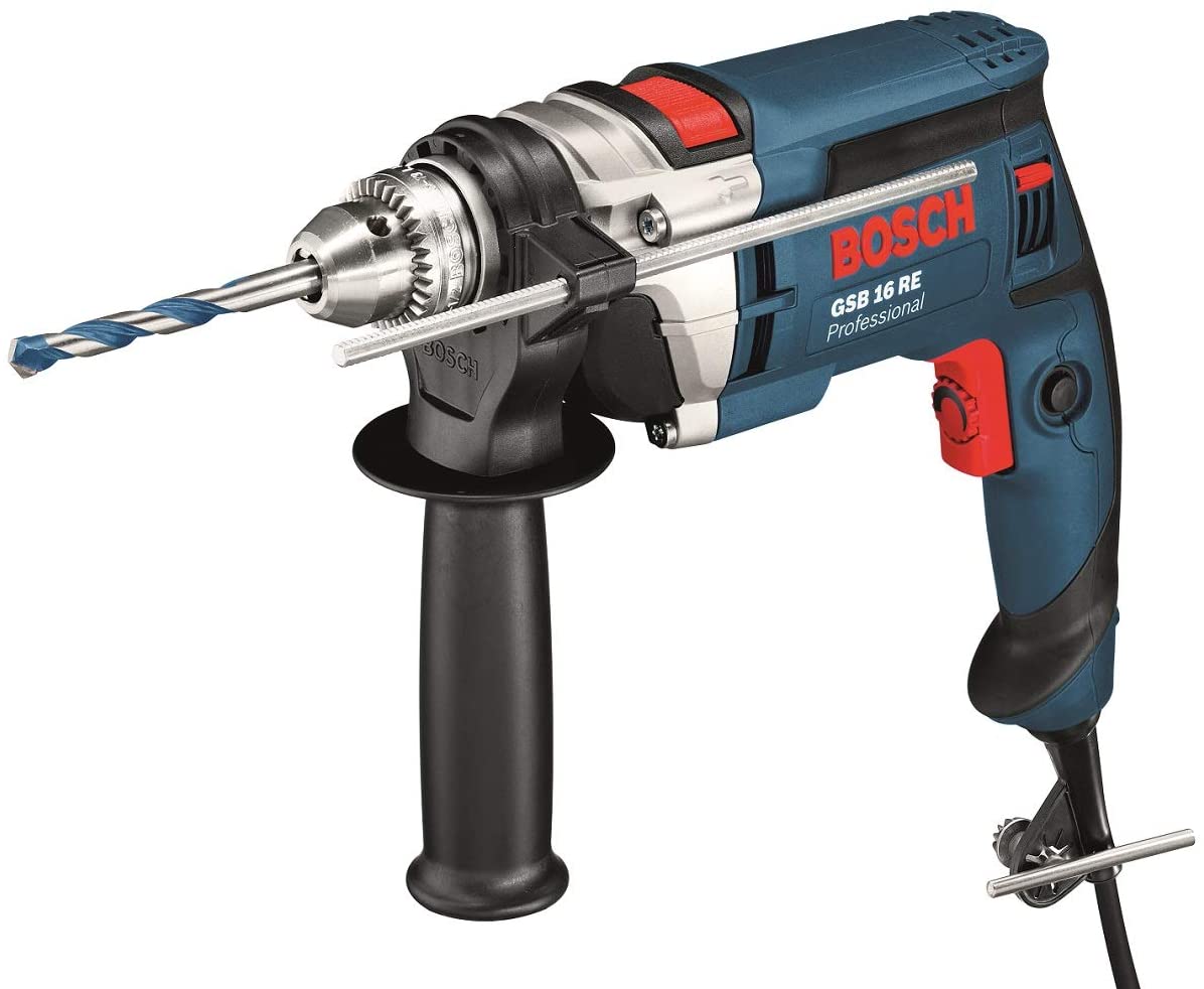 Bosch Professional Impact Drill GSB 16 RE (110 V, incl. Auxiliary Handle, Depth Stop 210 mm, Chuck 13 mm, Carrying case)
