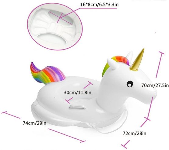 Baby Swimming Float Unicorn Inflatable Seat Boat Kids Summer Fun Outdoor Pool Toys (74x72x70cm) - Image 2