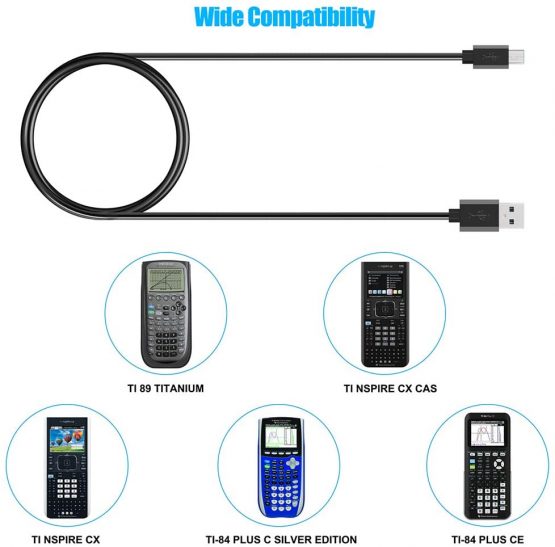 PChero USB Data Charging Cable For Texas Instruments TI-84 Plus CE, TI 89, TI Nspire CX Graphing Calculator - Image 2