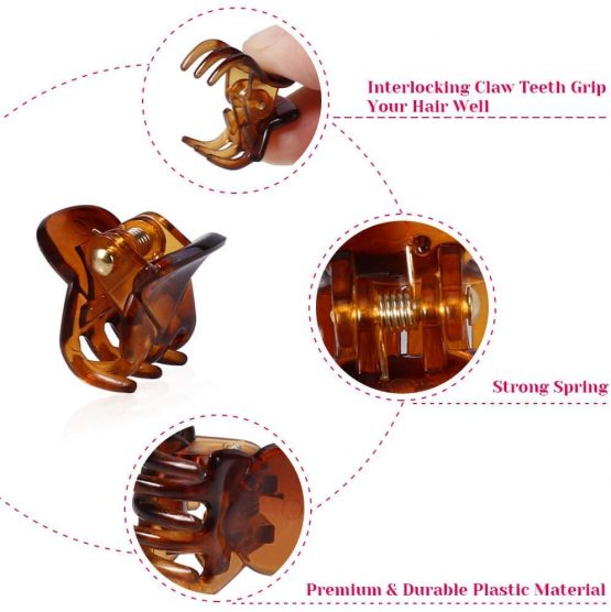 Rmeet Mini Hair Clips,24 Pack Tiny Hair Claws Plastic Pins Clamps Small Jaw Clip for Girls Women Lady 1.5CM Brown - Image 3