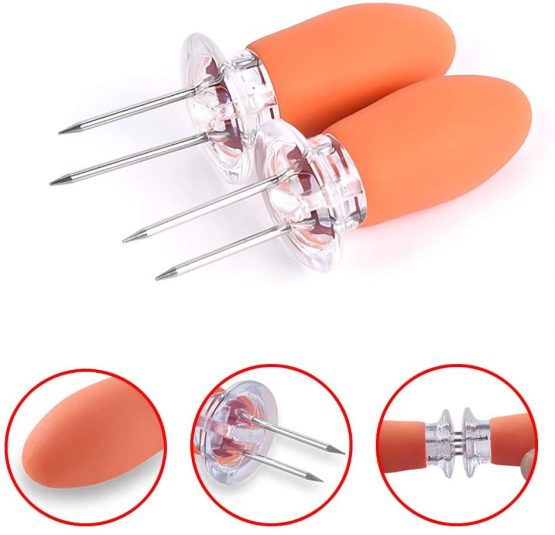 Homo Trends 8 Pairs Corn on the Cob Holders, ABS Handle Stainless Steel Corn on the Cob Skewers and 8.3 Inch Silicone BBQ Brush for Home Cooking, BBQ, Picnics, Camping and Parties - Image 4