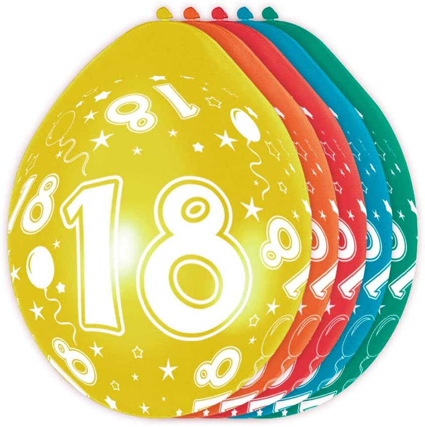 Folat 19318 18th Birthday Balloons - 5 pieces, Multi Colors - Image 2