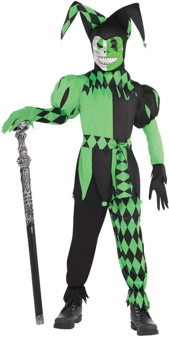 amscan 847679-55 Ghoulish Jester Costume - Age 14-16 Years - 1 Pc, Green