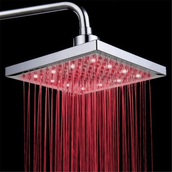 DELIPOP LED Square Shower Head 8 inch Temperature Control 3 Colour Changing Water Flow Powered ABS Chrome Finished 12Pcs Led for Bathroom - Image 3