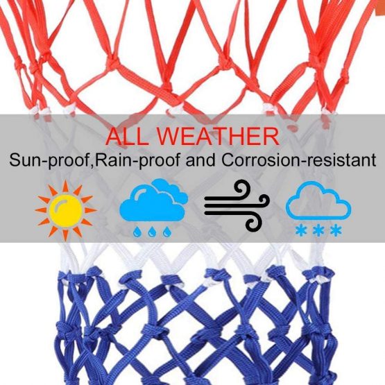 WENTS Heavy Duty Basketball Net 12 Loop Basketball Net Replacement Nylon Net Tri-colored Basketball Hoop Net Accessories All-Weather Fit Standard Indoor or Outdoor Basketball Hoop 2 pcs - Image 3