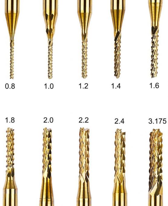 Bestgle 10Pcs 0.8-3.175mm Tungsten Carbide Titanium Coat End Mill Engraving Bits Milling Cutter Tool CNC Rotary Burrs Set, 1/8'' Shank - Image 4