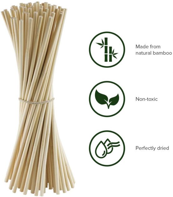 60 Long Bamboo Sticks Wooden Dowel Rods Natural Unfinished Wood Bamboo Craft Sticks (6 mm x 30 cm) - Image 2