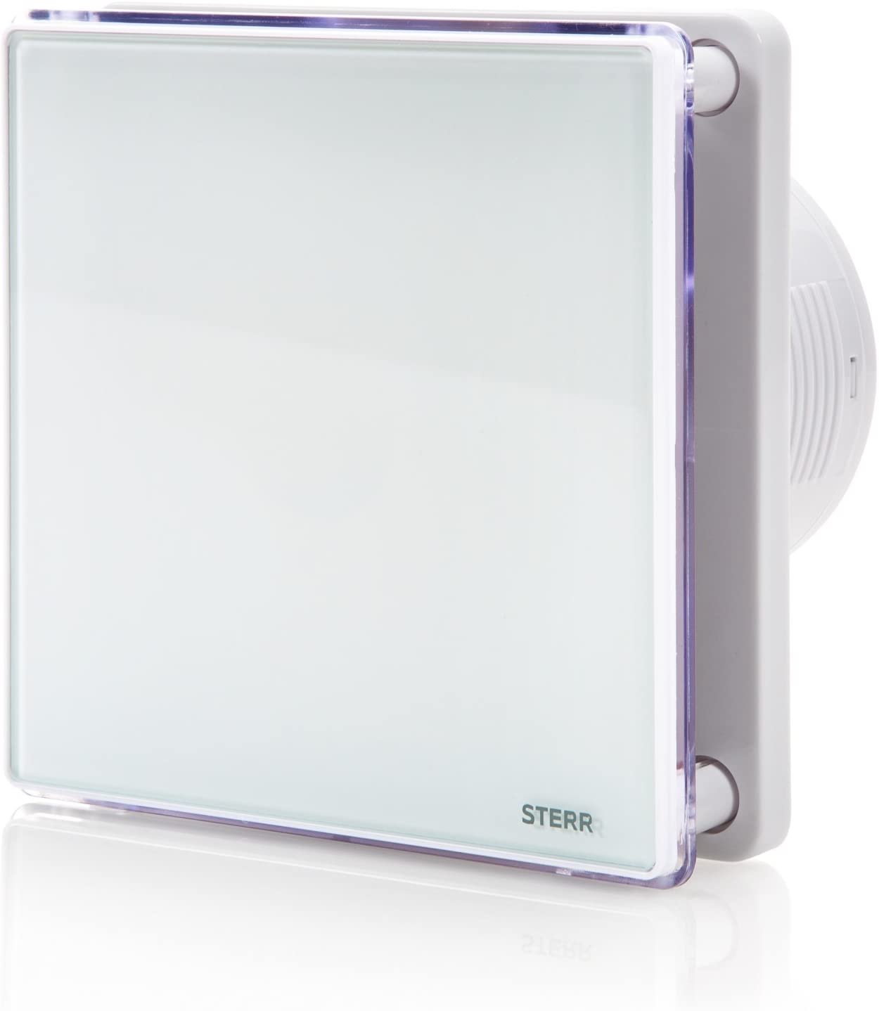 STERR White Bathroom Fan 4 inches / 100 mm with LED + TIMER - Extractor Fan - Glass Front - Modern Look - BFS100LT - 10 W - Image 2