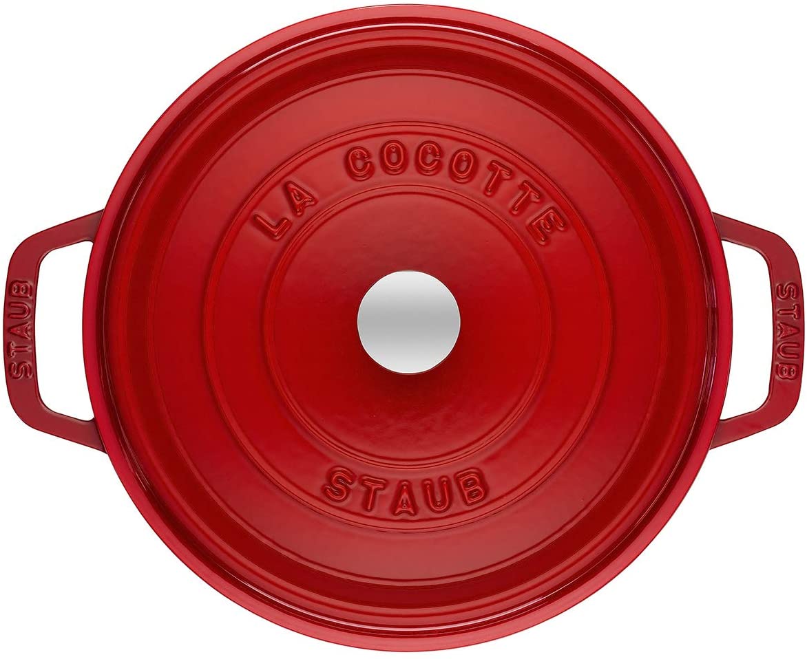 STAUB Cast Iron Roaster/Cocotte, Round, 22 cm, 2.6 L, Cherry Red, 22cm - Image 2
