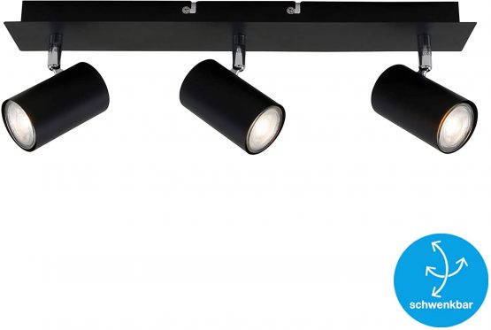 Briloner Leuchten 2857-035 , Adjustable, Ceiling lignts, 3-Bulb Spotlight, GU10, max. 40 Watt, Black, W