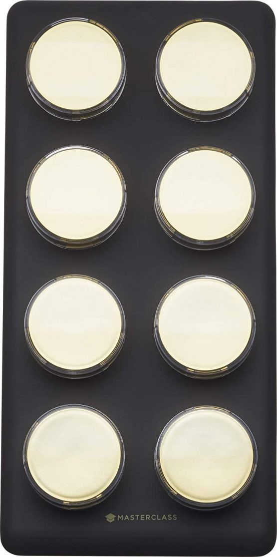 MasterClass Herb and Spice Rack Set with 8 Brass Finish Lidded Jars and Gift Box, Black Effect, 9 Piece - Image 2