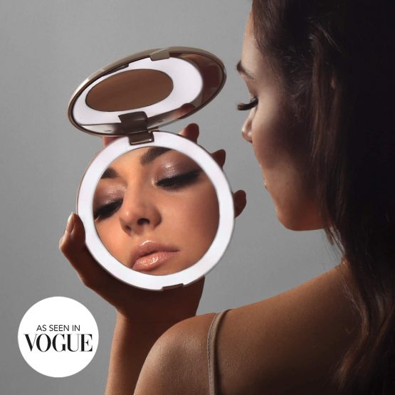 Fancii LED Lighted Travel Makeup Mirror, 1X/10X Magnification - Daylight Led, Compact, Portable, Large 127mm Wide Illuminated Mirror, Silk White (Lumi) - Image 3