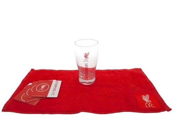 L.F.C Official Liverpool Football Crest Pint Glass Mini Bar Set (Pint Glass, Coasters & Bar Towel) - Image 2