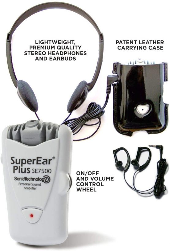 Sonic SuperEar Plus SE7500 Personal Sound Amplifier with Case, Headphones and Discreet Earbuds - Image 3