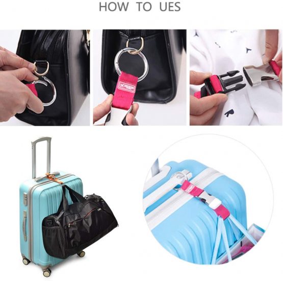 JAKAGO Add a Bag Luggage Strap Coat Holder Gripper Handbag Clip Baggage Suitcase Backpack Ring Hook Adjustable Belt Travel Accessories - Image 4