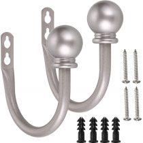 BSTKEY A Pair of Lightweight Metal Curtain Hooks - Retro Wall Mounted Curtain Hold Back Tiebacks Wall Hook Tassel Drapery Holder (Grey)