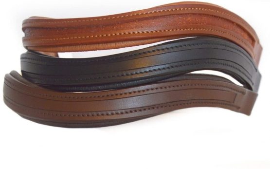 SIE Empty Channel Leather Horse Browbands U Shape (Full (16''), Black)