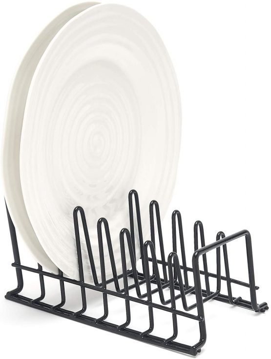 simplywire - Plate Rack/Drainer - Kitchen Cupboard Storage Organiser - Black - Small